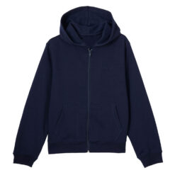 Áo khoác có nón màu xanh navy.