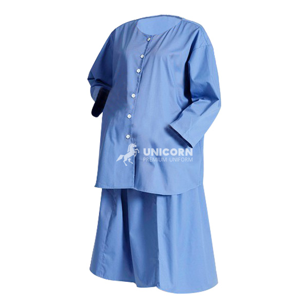 Áo váy sản phụ màu xanh dương chất lượng cao cho mọi bệnh viện