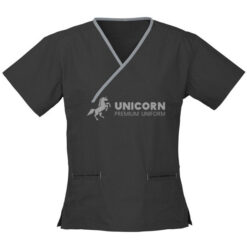 Quần áo đồng phục hộ lý cổ tim nhấn viền màu đen