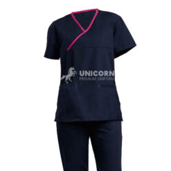 Quần áo đồng phục hộ lý cổ tim nhấn viền