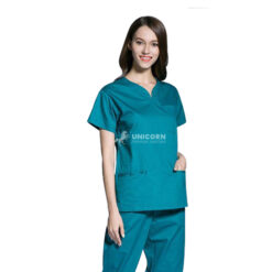 Bộ trang phục hộ lý cổ tim cách điệu chất lượng, bền màu