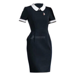 Đồng phục váy bảo mẫu cổ sen trường mẫu giáo